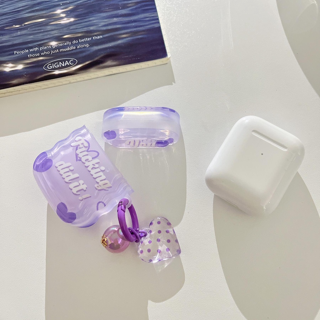 Vỏ Bảo Vệ Hộp Đựng Tai Nghe AirPods 1 / 2 gen3 pro 2 2022 Bluetooth Không Dây Bằng Silicon TPU Trong Suốt Họa Tiết Lượn Sóng Màu Tím