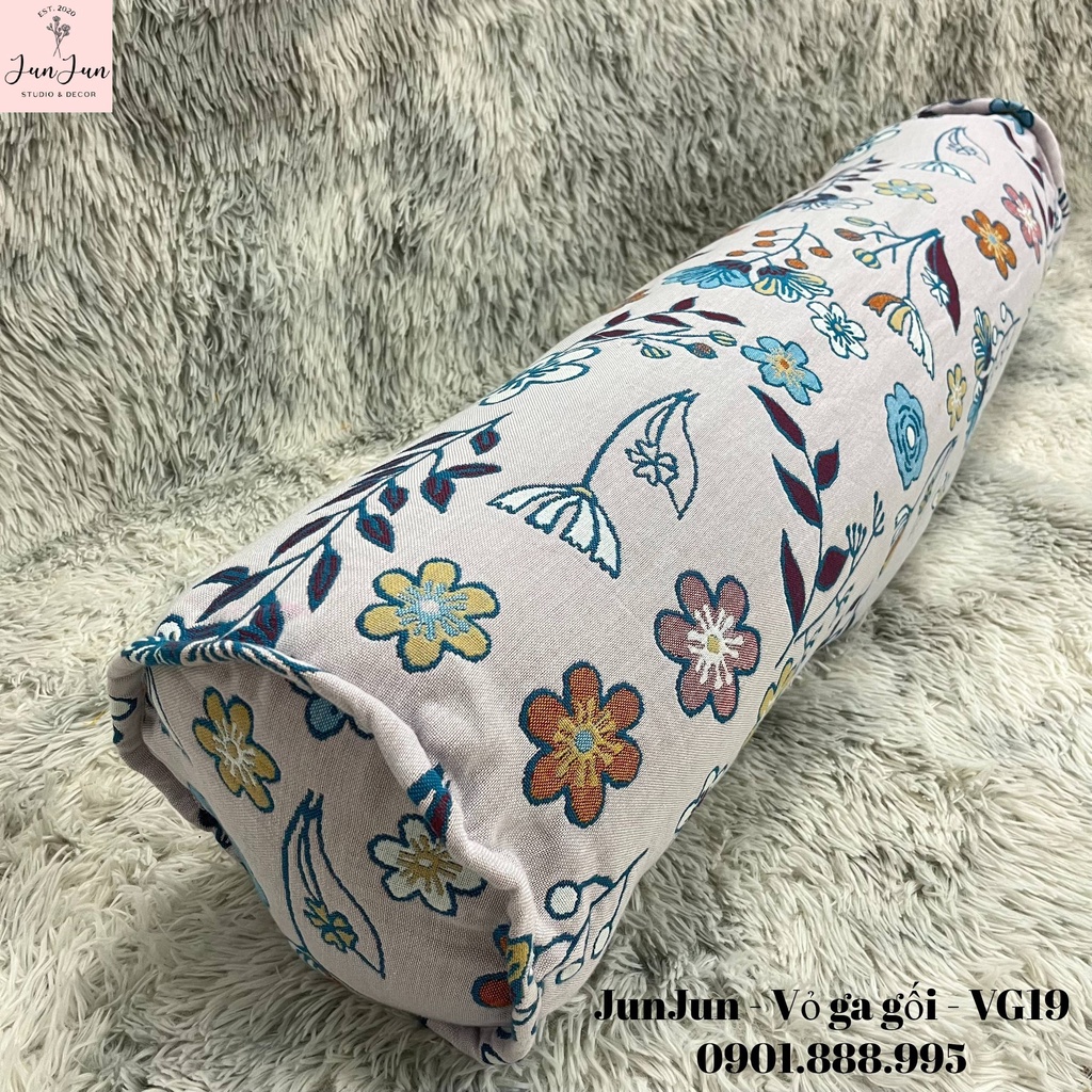 (2)TH Vỏ gối ôm vải Xô Cotton Organic cao cấp có khoá kéo