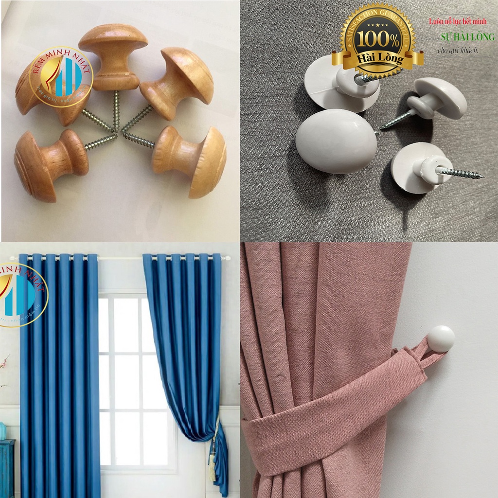 Núm Cột Gỗ Và Nhựa Loại 1 Gắn Tường Dùng Để Treo Dây Cột Rèm, Dây Vén Màn Cửa Sổ