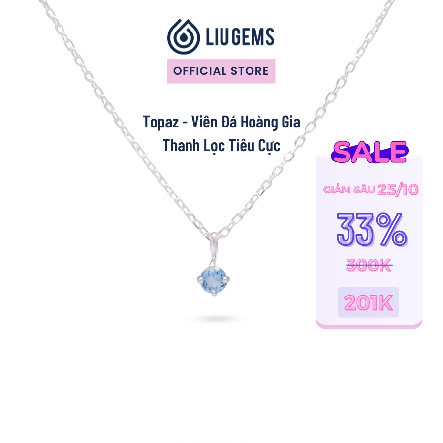 Dây Chuyền Bạc 925 Nữ Liugems Mini Size Nhỏ Đính Đá Phong Thuỷ Tự Nhiên Facet Mài Cắt