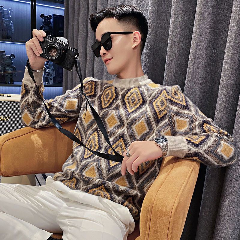 Áo Sweater Dệt Kim Dày Dặn Thời Trang Thu Đông Cho Nam Giới