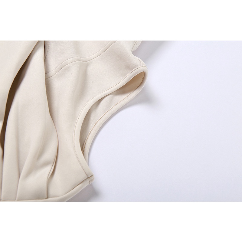 Áo Sát Nách Phối Ruy Băng Màu Trơn Thiết Kế Lệch Tà Quyến Rũ Thời Trang Cho Nữ