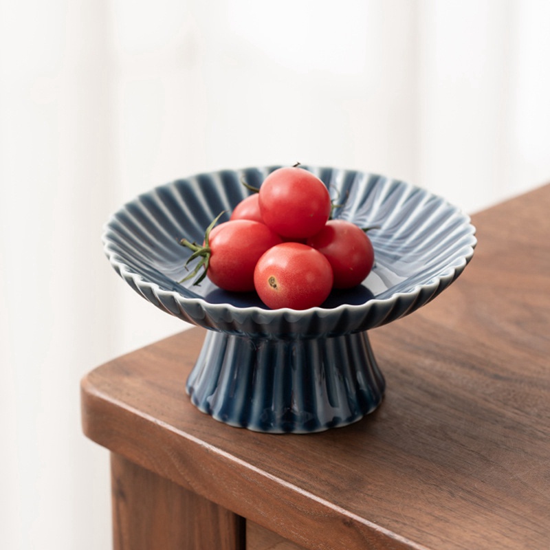 Đĩa Đựng Bánh / Trà / Trái Cây Bằng Sứ Kèm Giá Đỡ Kiểu Retro Tiện Dụng