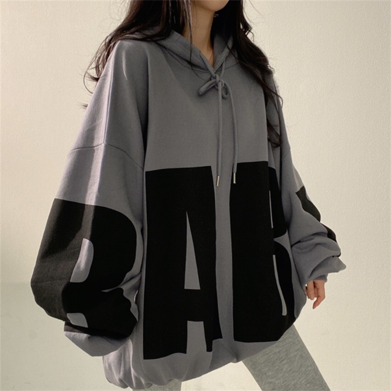 Áo Hoodie Dáng Rộng In Chữ Phong Cách Hàn Quốc Thời Trang Xuân Thu Cho Nữ