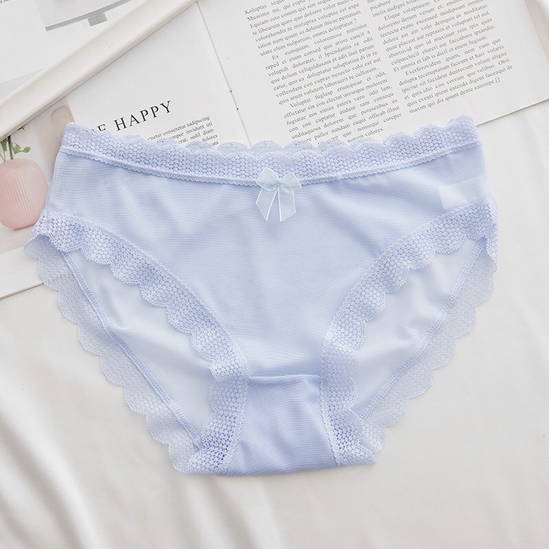 Quần lót nữ, quần ren nữ thông hơi, cạp viền nơ siêu xinh QR0238