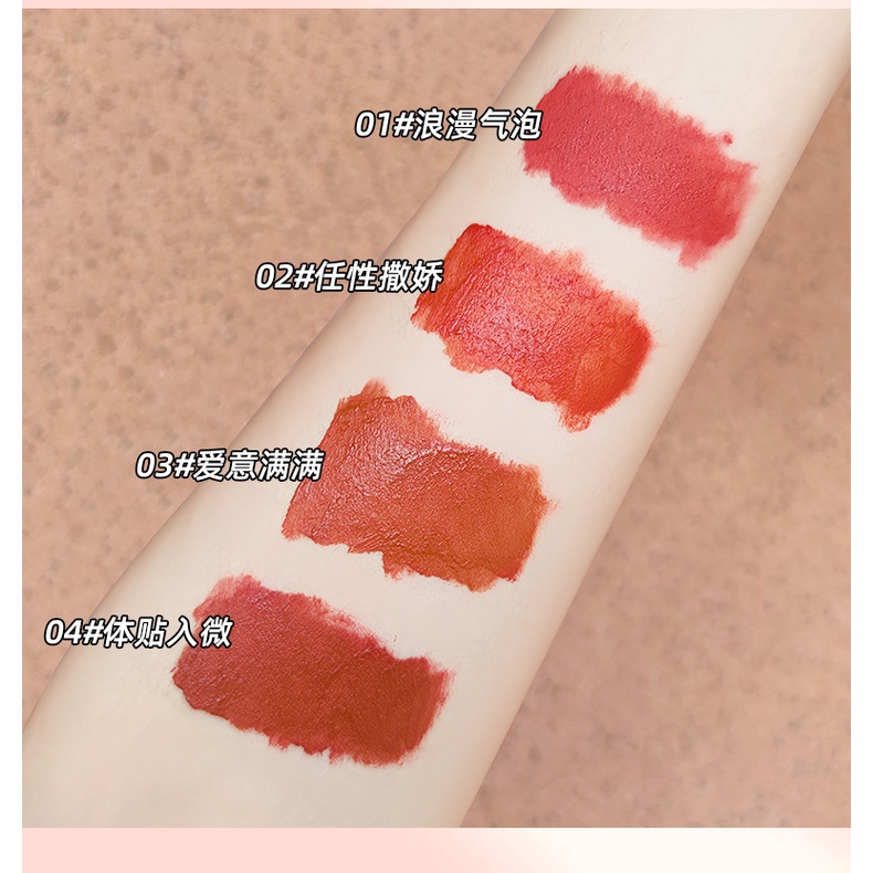 Set 4 Son Kem Lì CACE MÈO Tặng Kèm 1 Dây Chuyền Bạch Kim Khảm Đá