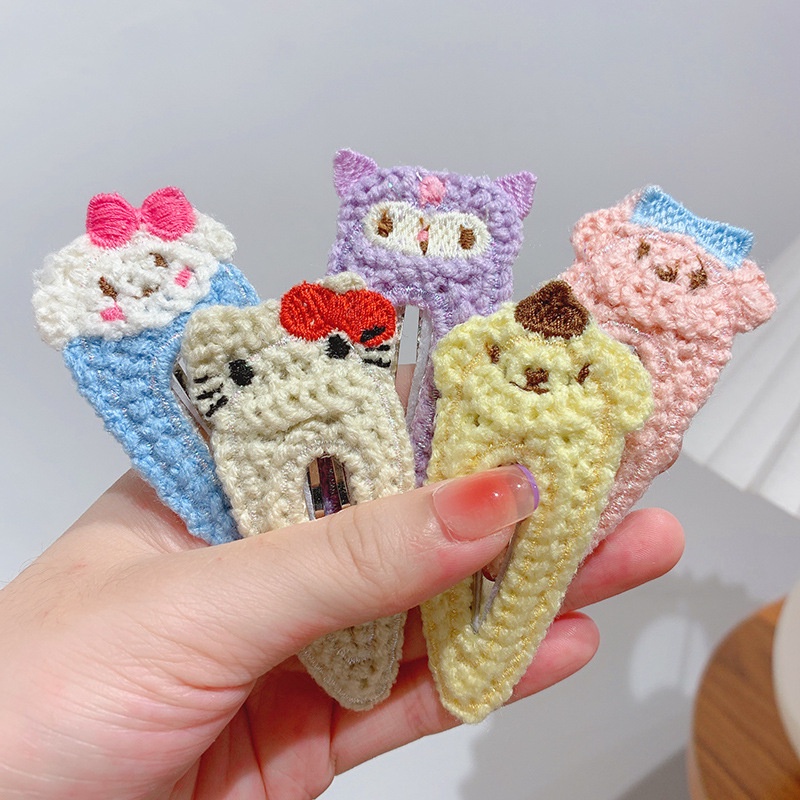 Set 1111 Kẹp Tóc Bằng Len Cừu sanrio hellokitty mymelody kuromi Cinnamoroll purin Ngọt Ngào Xinh Đẹp