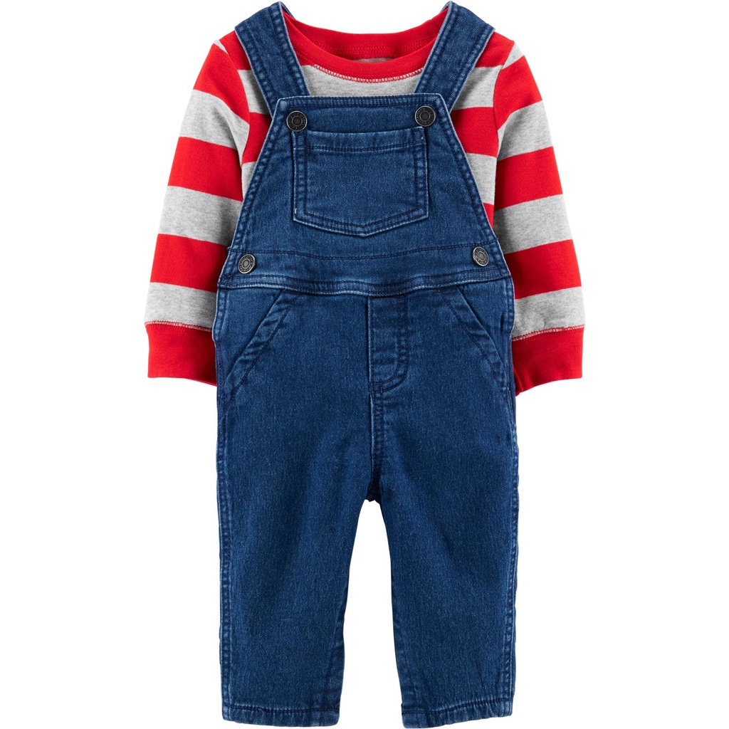 [3m-6m] Set Yếm Bé Trai Cter - Xanh Jean Nhạt C8A