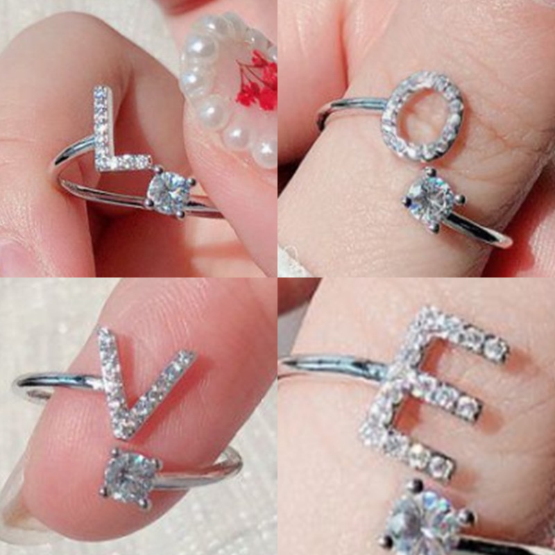 Nhẫn Hở Họa Tiết 26 Chữ Cái Tiếng Anh / Số Có Thể Điều Chỉnh Kích Cỡ
