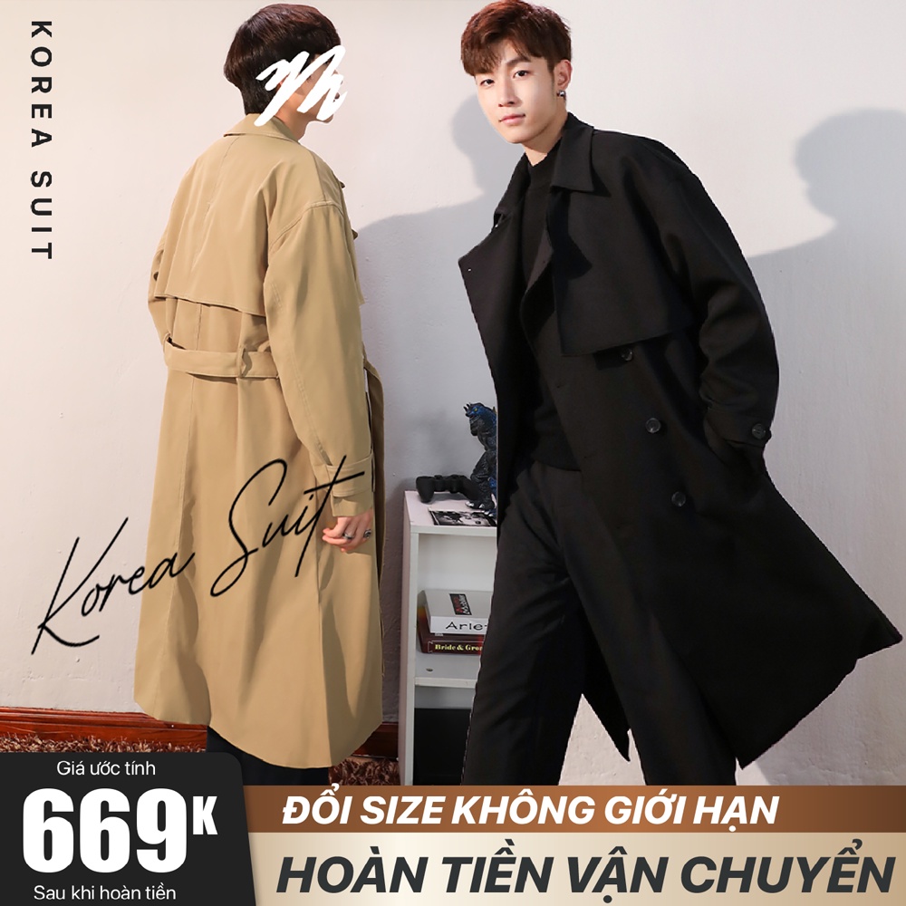 Mangto Dáng Dài Hàn Quốc, Áo Khoác Jacket Dạ Nam Mùa Đông Cách Điệu Có Đai KOREA SUIT | MT4