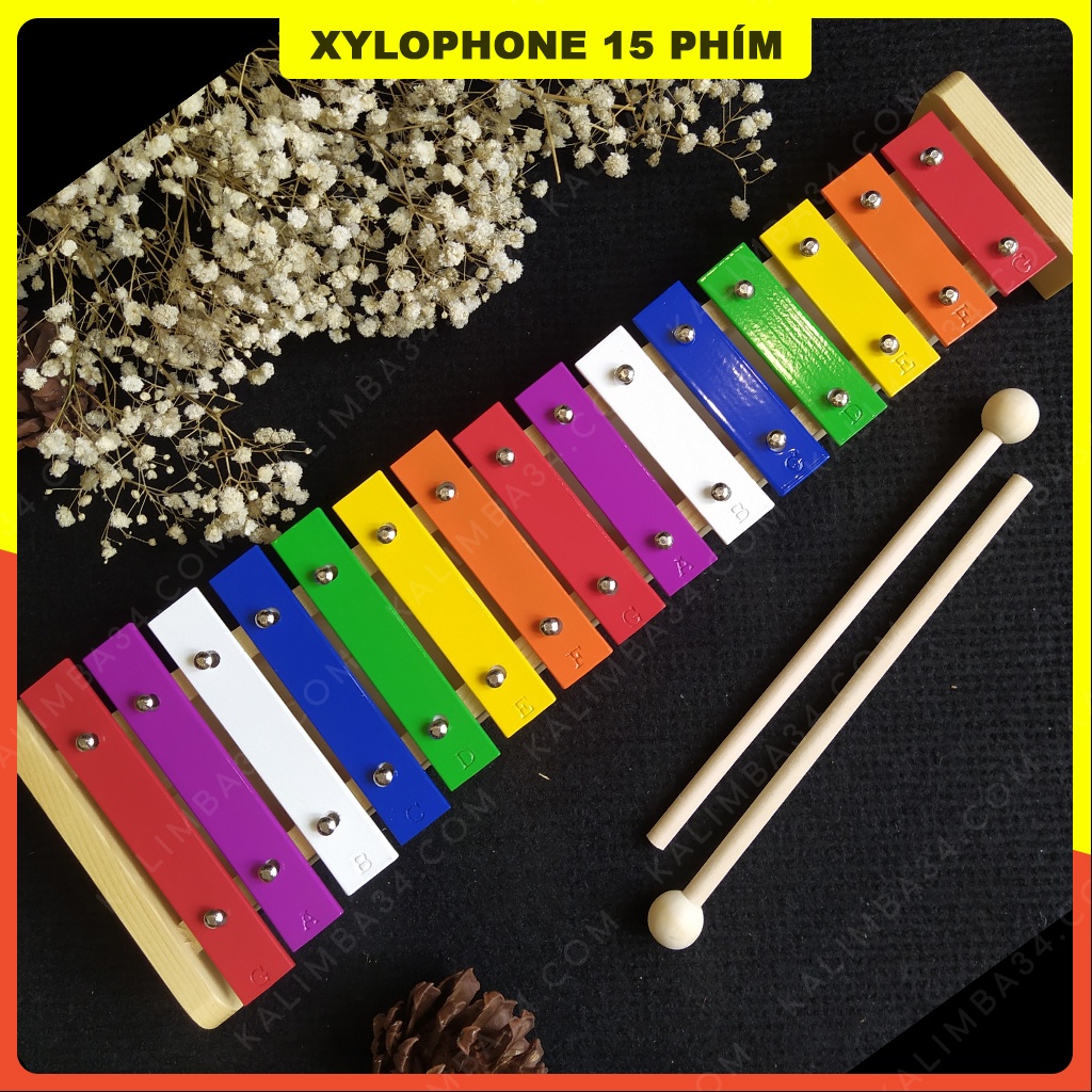 Đồ chơi cho bé đàn xylophone 15 phím hợp kim nhôm nhiều màu, đồ chơi trẻ em thông minh phát triển âm nhạc