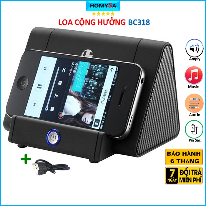 Loa cộng hưởng BC318 cảm ứng khuếch đại âm thanh - Bass mạnh - Loa ma thuật best core kiêm giá đỡ - 3W