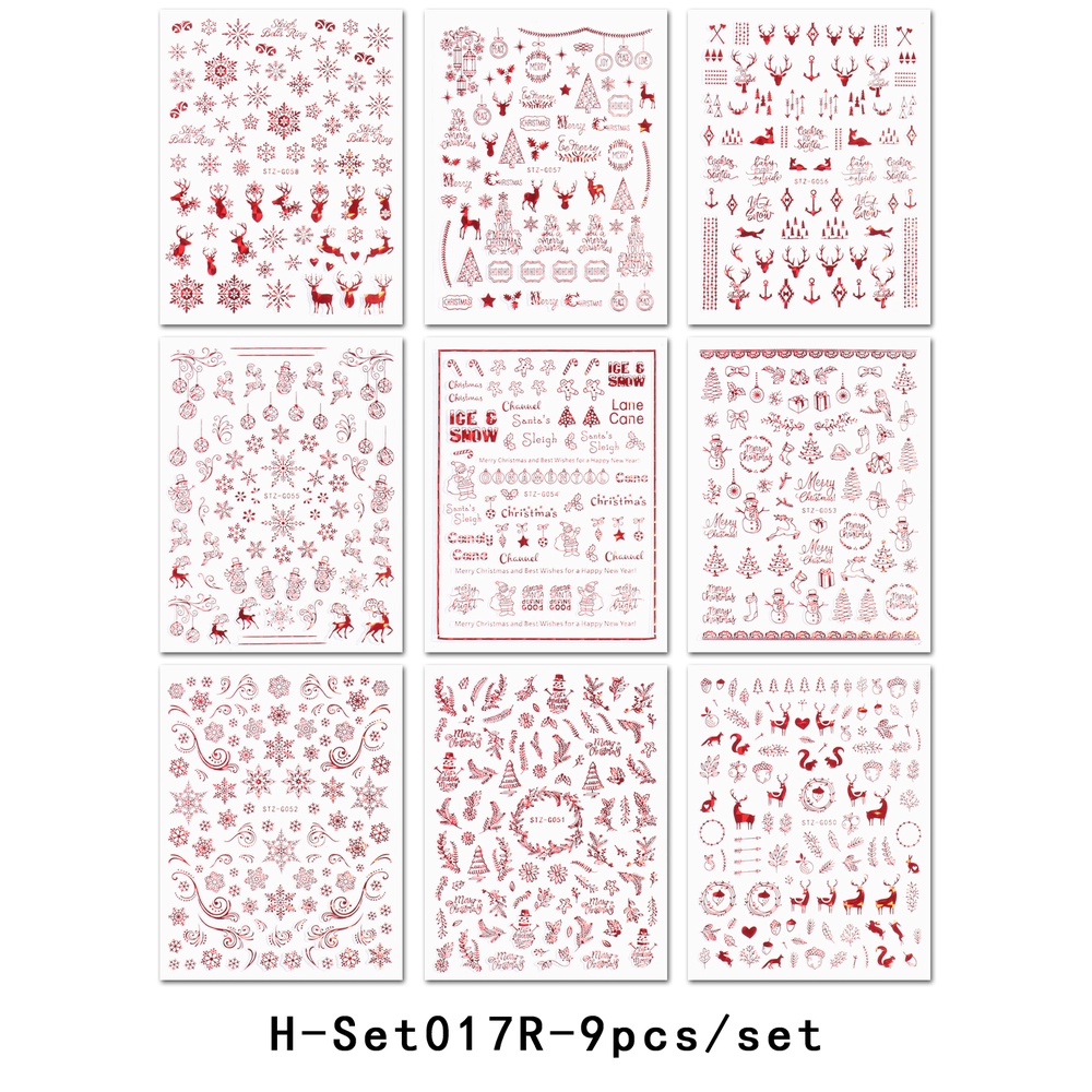 Set 9 Nhãn Dán Móng Tay 3D Chủ Đề Giáng Sinh Lấp Lánh