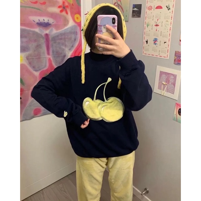 Áo sweater KIRSH big cherry brand Hàn giống Jang Wonyoung IVE