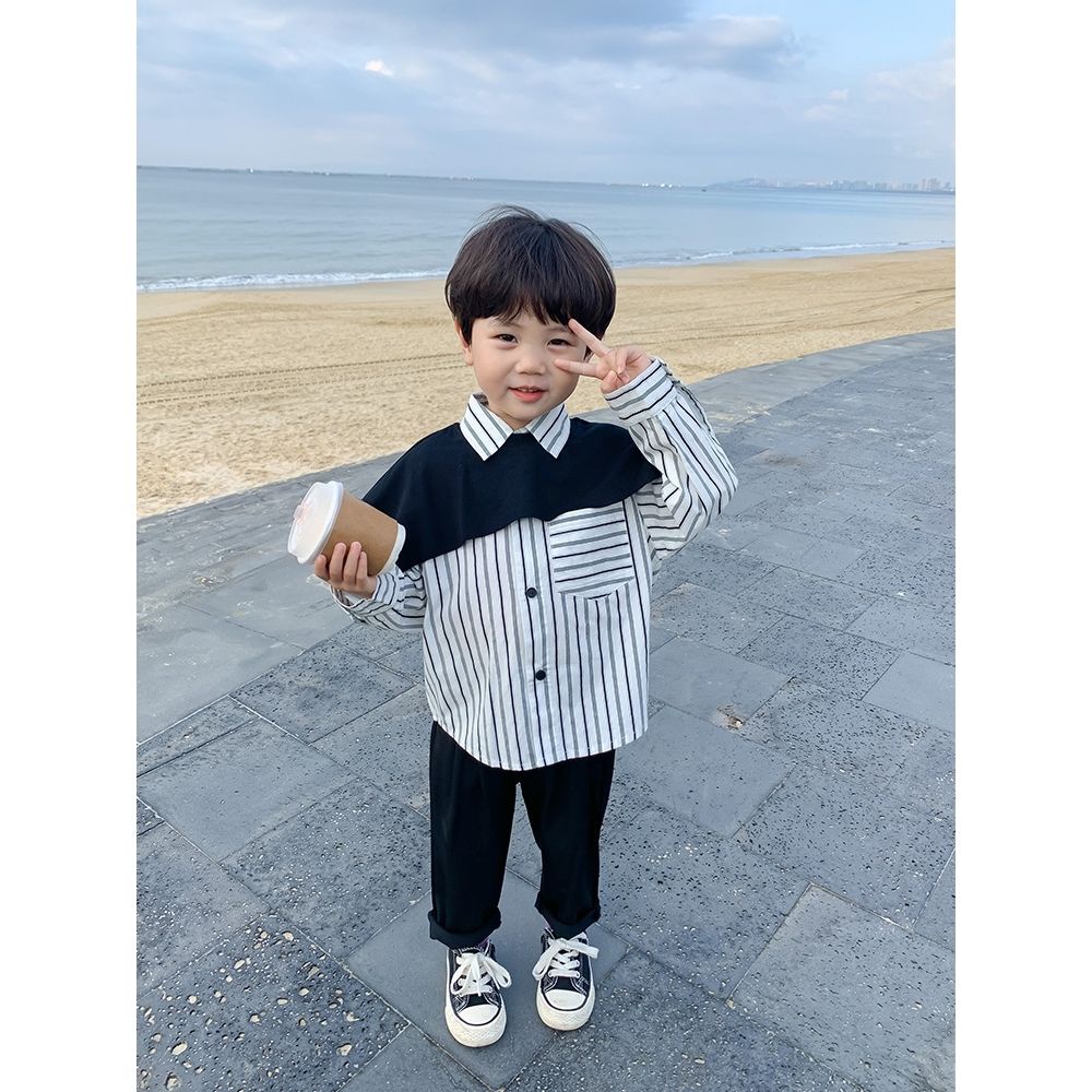 Áo Sơ Mi Dài Tay Thiết Kế Mới Thời Trang Mùa Thu Theo Phong Cách Hàn Quốc Cho Bé Trai