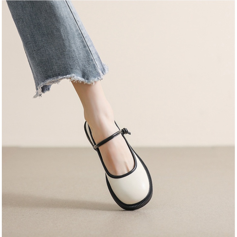 Giày Búp Bê Da Mũi Tròn Phong Cách Mary Jane Nhật Bản Dây Hậu Thời Trang Dành Cho Nữ MLA62