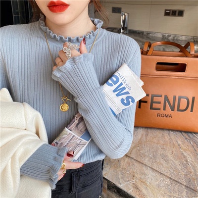 Áo sweater SUXI dệt kim mỏng dài tay màu trơn thời trang mùa thu xinh xắn cho nữ
