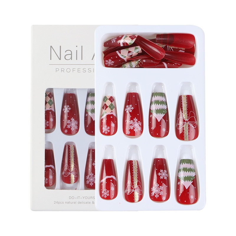 Móng Tay Giả Dáng Dài Hoạ Tiết Giáng Sinh