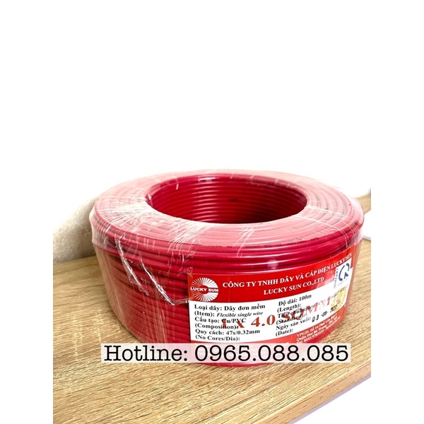 100 mét Dây điện đơn mềm 1 x 4.0 SQMM CU/PVC 450/750V