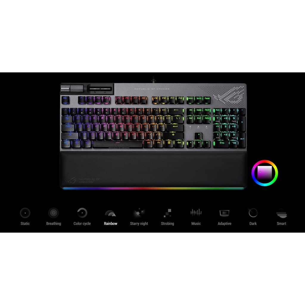 Bàn phím cơ bluetooth máy tính không dây có dây mazi gaming switch led rgb màu sắc giá rẻ ASUS ROG Strix Flare II Animat