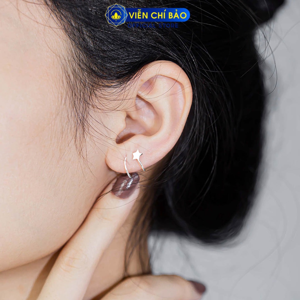 Khuyên tai bạc nữ xoắn ngôi sao chất liệu bạc 925 thời trang phụ kiện trang sức Viễn Chí Bảo B400483x