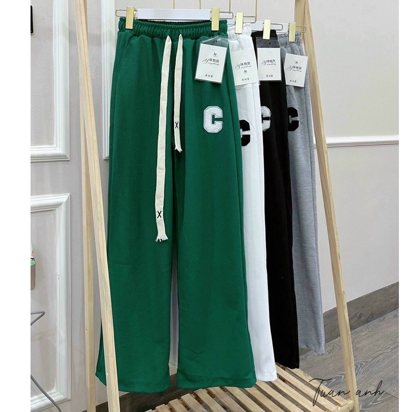 Quần ống rộng chất tổ ong chữ C - Quần Thể Thao Unisex siêu hot