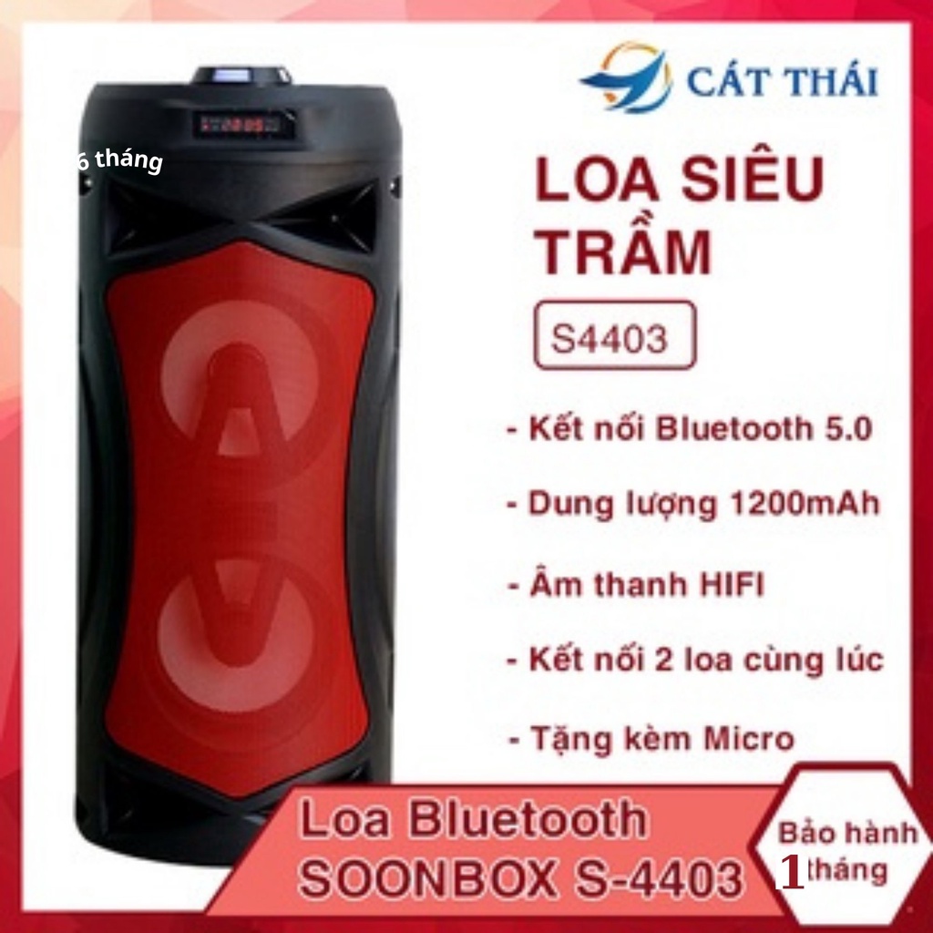 Loa Bluetooth Karaoke - S4403,công suất 10W, kết nối TWS hai loa cùng lúc, thiết kế năng động, tặng kèm mic, dây đeo.