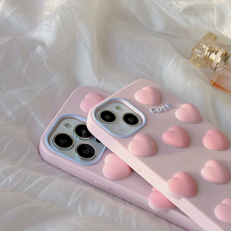 Ốp Điện Thoại Silicon Mềm Chống Sốc Hình Trái Tim 3D Cho iPhone 14 13 12 11 Pro Max XS XR X 8 7 6 6S Plus + SE 2020