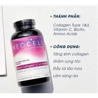 [Hàng Mỹ Bao Check] Viên Uống Collagen Neocell +C 6000 Mg type 1 - 3 Colagen Mỹ Neocell 360 viên