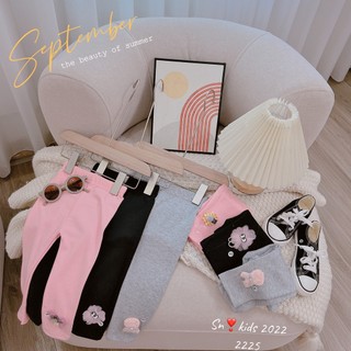 Quần cotton len nơ , loại dày dặn cho dãn cho bé gái