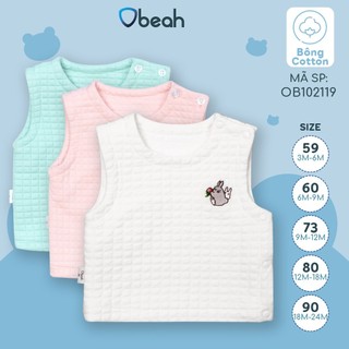 Áo gile trần bông cho bé Obeah, Chất liệu cotton tự nhiên cho bé từ 0-24m