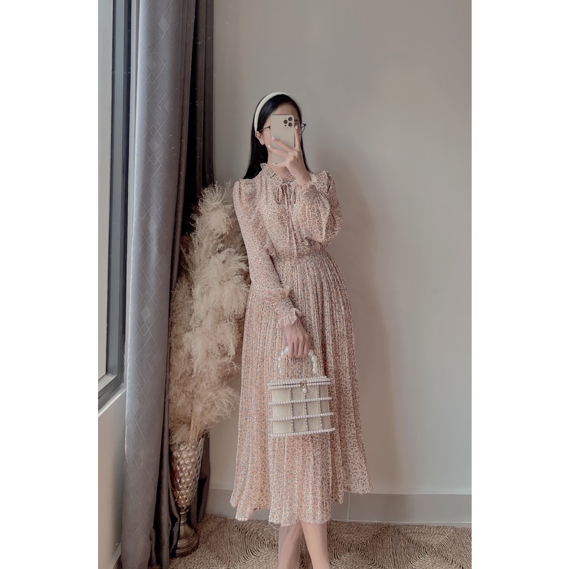 ĐẦM VINTAGE HOA NHÍ XẾP LI - VIN 01