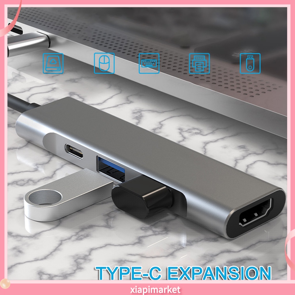 Bộ Chuyển Đổi Hub 4 Trong 1 Ổn Định Đầu Ra Type-C Sang Hdmi-Compatible Có Thể Tháo Rời Cho Máy Tính Đứng