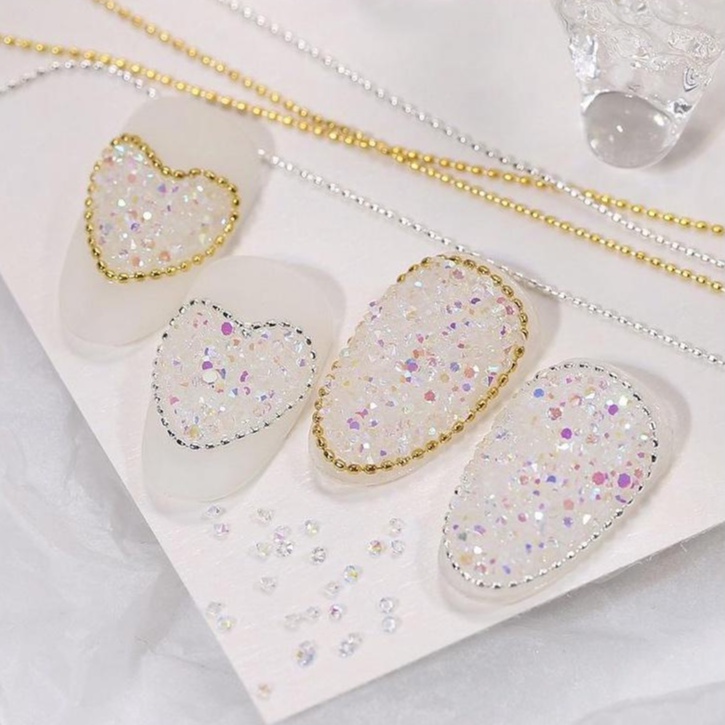 Dây Bi Mềm Dẻo Tạo Kiểu 25cm | Màu Vàng Bạc Trang Trí Móng