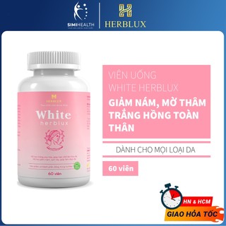 Viên uống trắng da WHITE HERBLUX chống lão hóa dưỡng trắng da mặt body toàn thân giảm thâm nám glutathione collagen SIMI