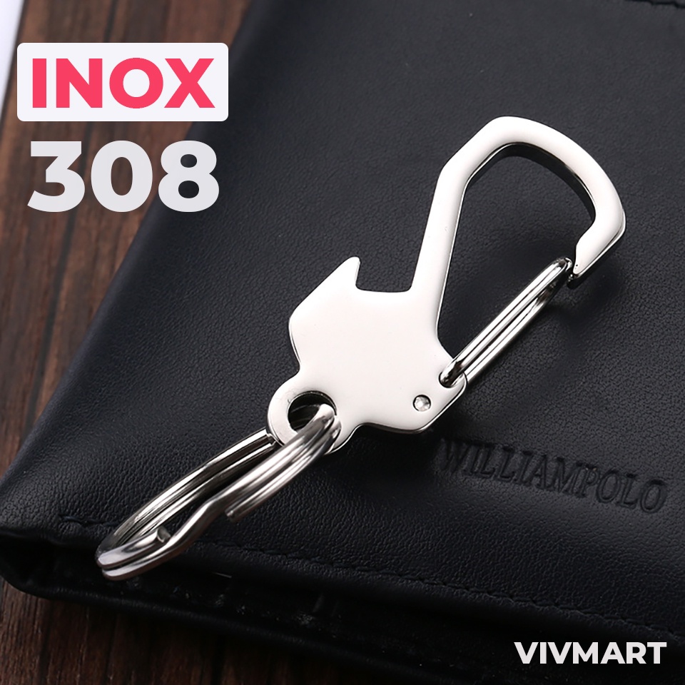 ✅ Móc Khóa Xe INOX 308 Cao Cấp Không Gỉ - Khui Nắp Chai, Cài Thắt Lưng