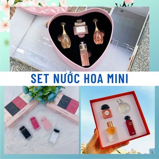 Set nước hoa hermes 4 chai 5ml, set narciso mini, dior, dior joy, j'adore, hộp quà trái tim ý nghĩa