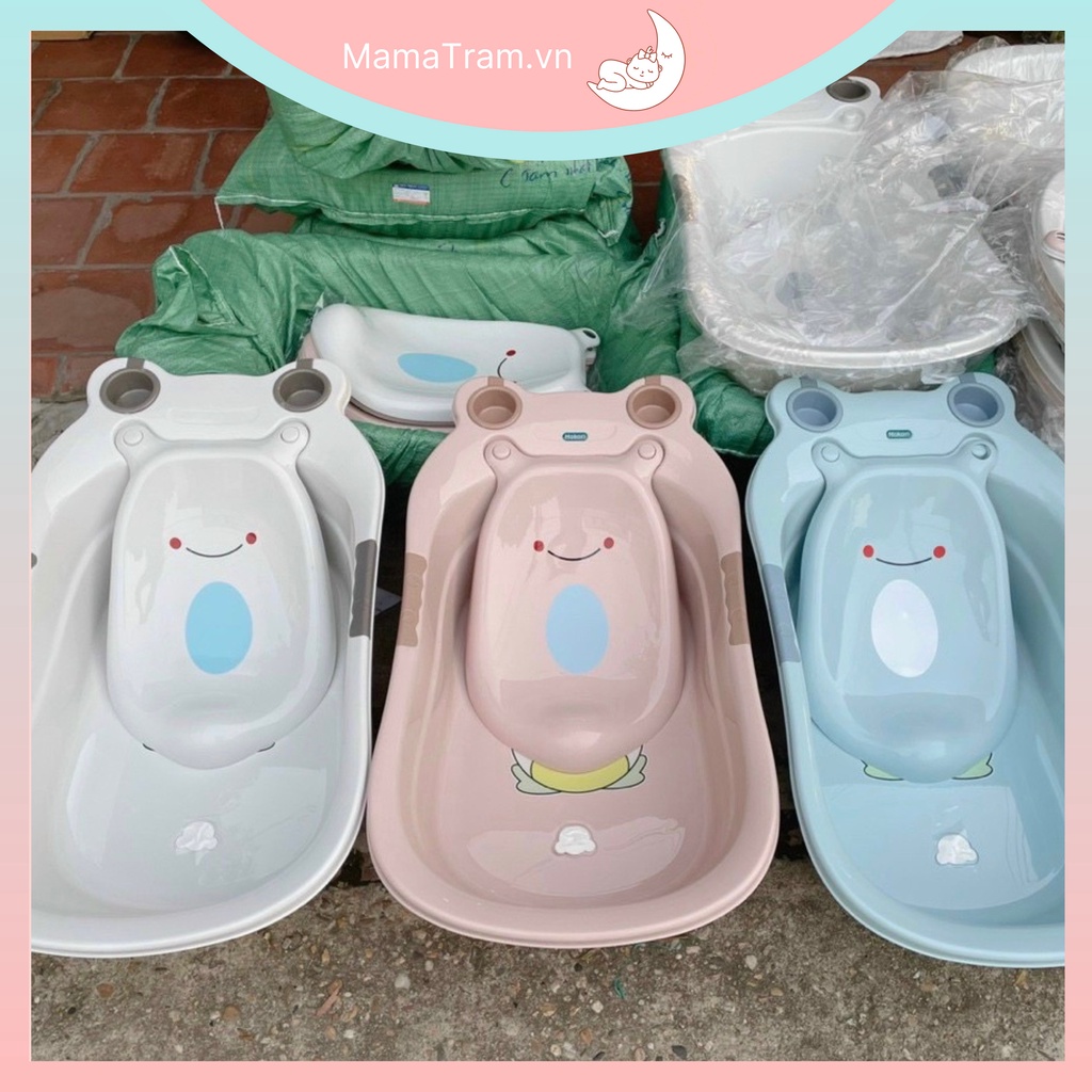 Thau Tắm Cho Bé Sơ Sinh - Chậu Tắm Ếch Kèm Bệ Đỡ Và Van Thoát Nước Kích Thước Lớn 51*87*24cm