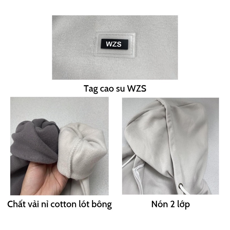 Áo khoác hoodie zip có nón vải nỉ bông tag WZS nhiều màu form rộng unisex nam nữ - SSSTore | BigBuy360 - bigbuy360.vn