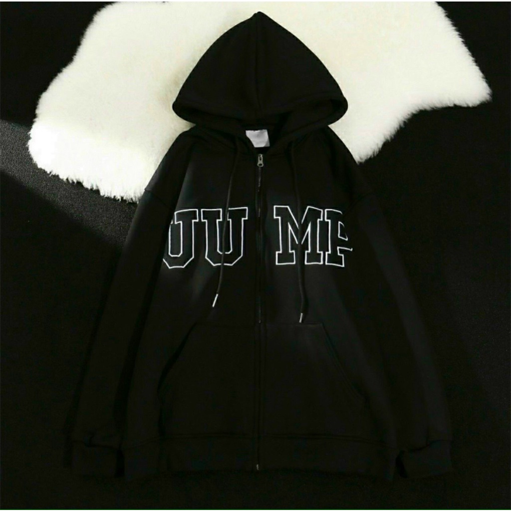 Áo Khoác Nỉ Unisex From Rộng Tay Bồng In JUMP, Áo Hoodie Vải Nỉ Bông Chống Nắng Chống Lạnh Hot Trend