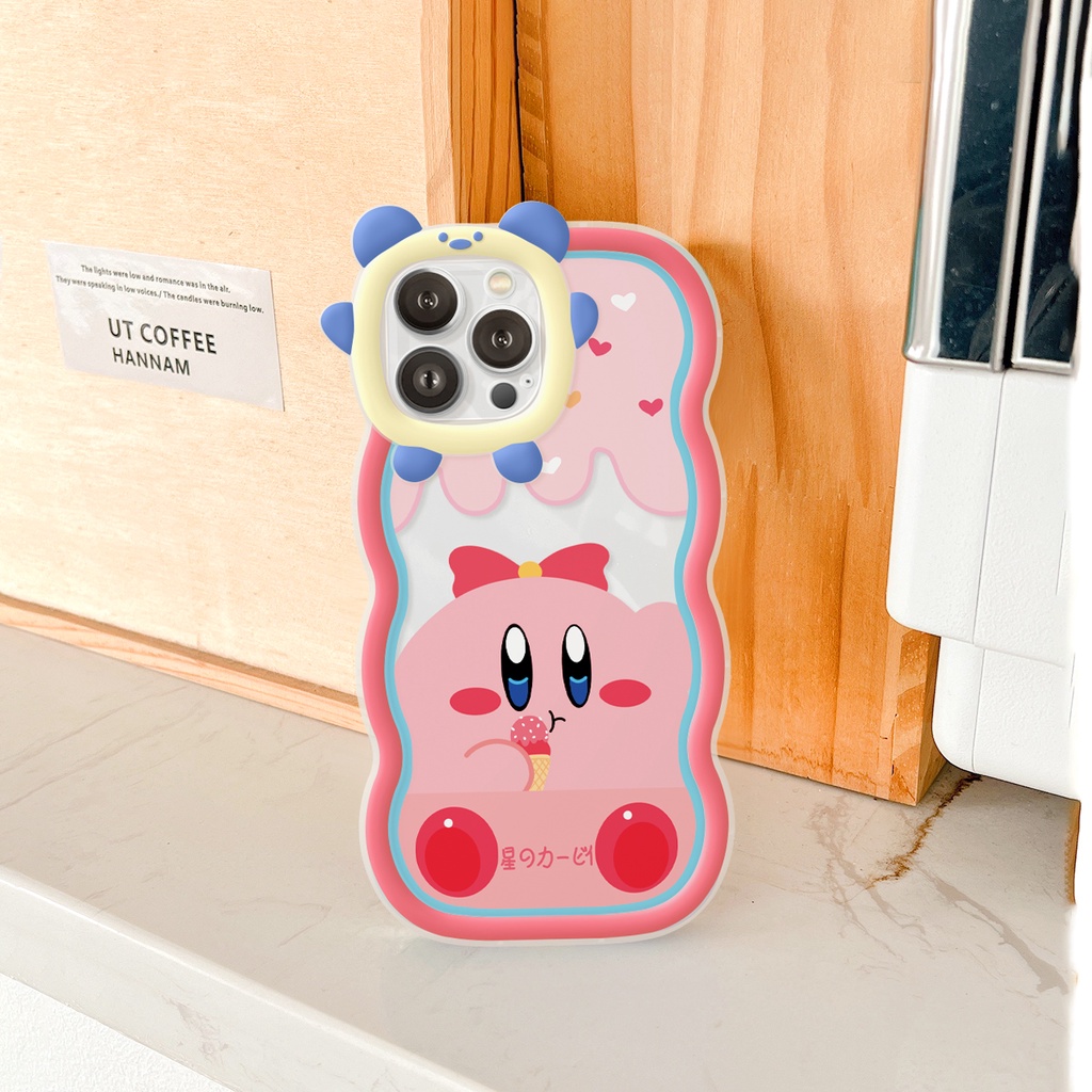 Ốp iphone viền gấu lượn sóng Pink Kirby hồng cho 6/6plus/6s/6splus/7/7plus/8/8plus/x/xr/xs/11/12/13/pro/max/plus/promax