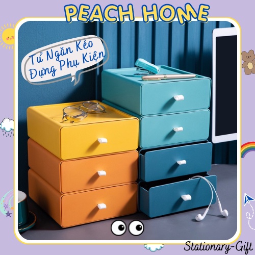 {Tặng Sticker} Tủ Ngăn Kéo Mini Để Bàn Đựng Phụ Kiện Có Thể Xếp Chồng Nhiều Màu Xinh Xắn Kệ Hộp Để Bút Tiện Lợi Cute