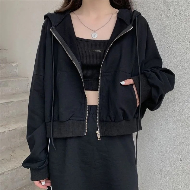 Áo Khoác Khóa Kéo Có Nón Trùm Đầu Màu Sắc Thời Trang Dành Cho Nữ