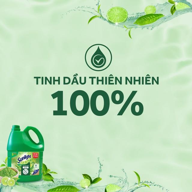 Nước Rửa Chén Bát Sunlight Trà Xanh Nhật Bản Khử Sạch 5 Mùi Tanh Khó Chịu Bấm Trên Chén Dĩa Túi 3.4kg