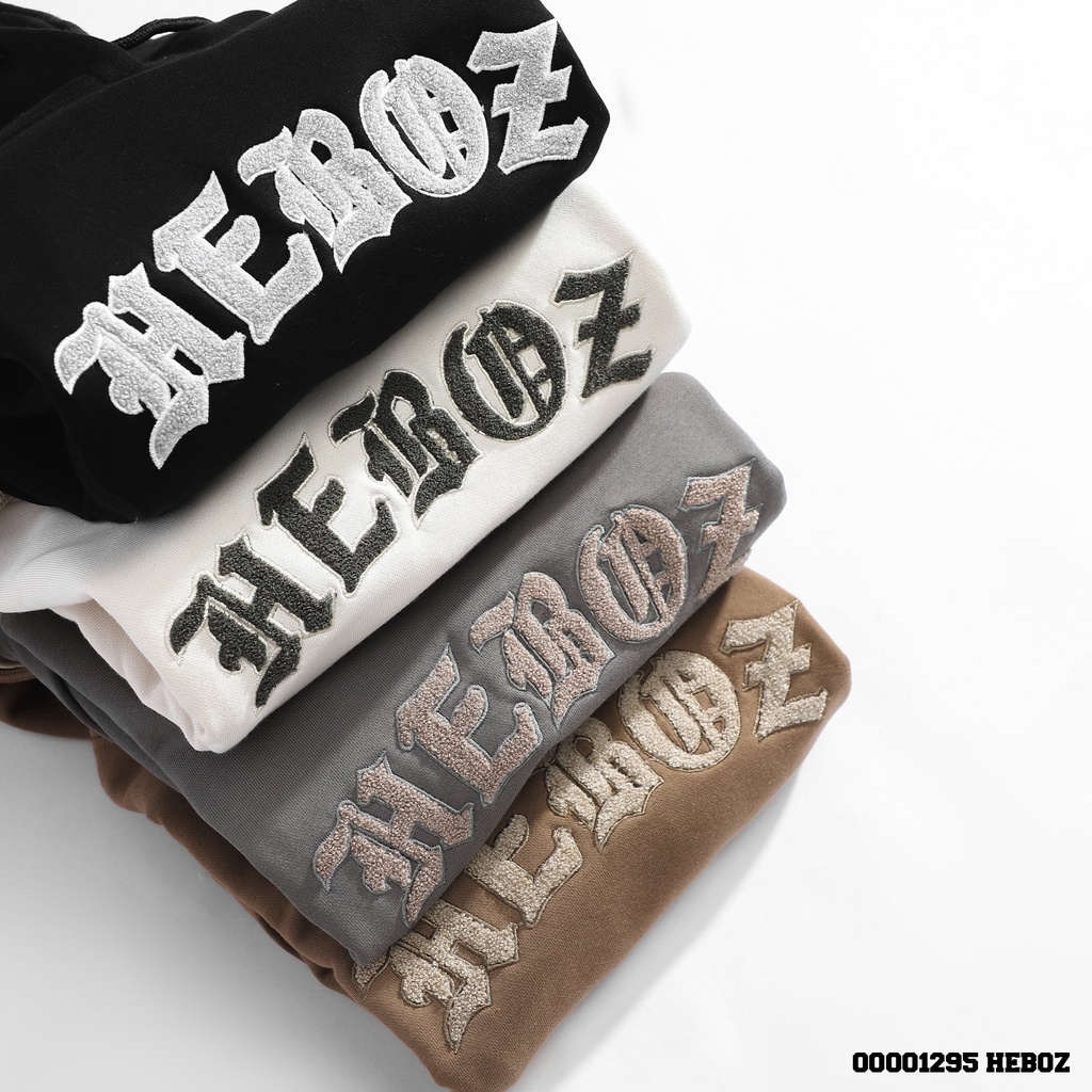 Áo hoodie nỉ thêu xù Heboz 4M chất nỉ dày dặn cao cấp - 00001295