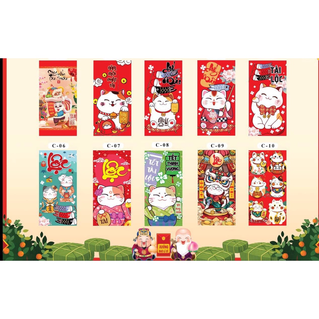 Combo 20 bao đựng lì xì tết 2023 mix nhiều mẫu độc lạ