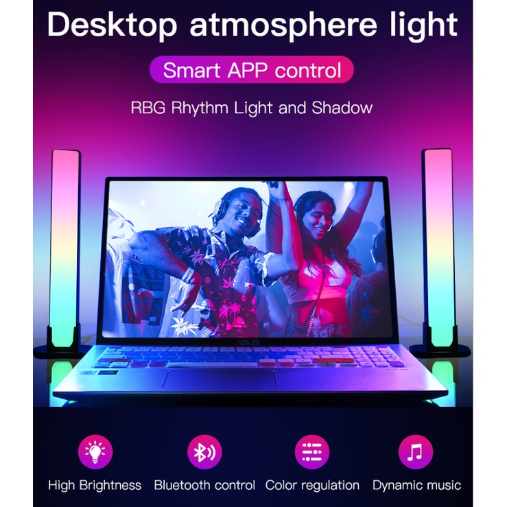 Thanh Led xoay sau màn hình + Để Bàn nhảy Theo Nhạc 29cm fullbox seal