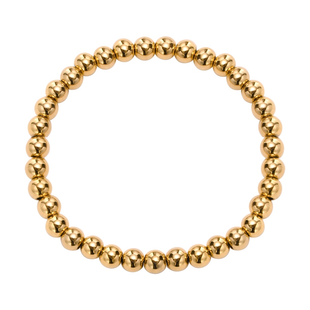 Vnox Vòng Tay Chuỗi Hạt Tròn Bằng Thép Không Gỉ Màu Vàng 8MM Sang Trọng Thời Trang Cho Nam Và Nữ