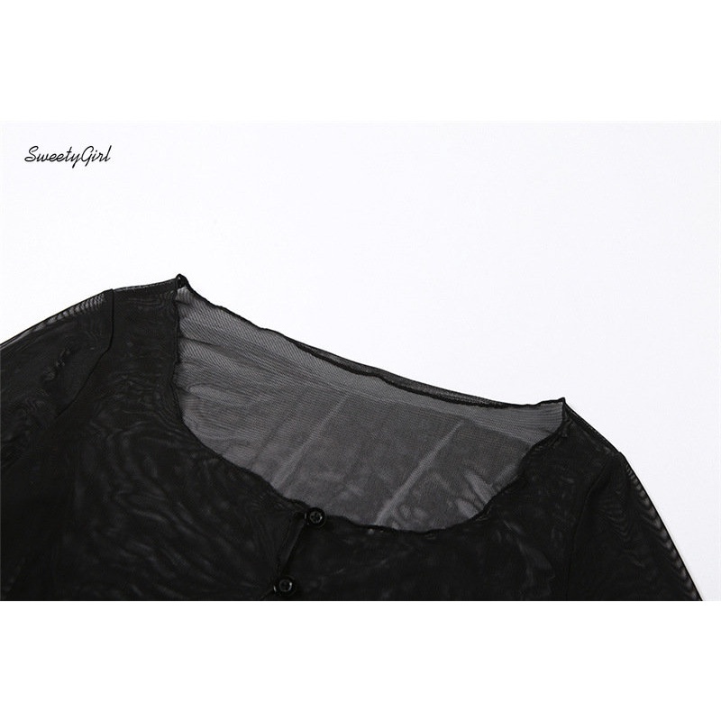 MsMona Áo Thun Tay Dài Cổ Tròn Màu Đen Trơn Dáng Ôm Thời Trang 2022 Dành Cho Nữ