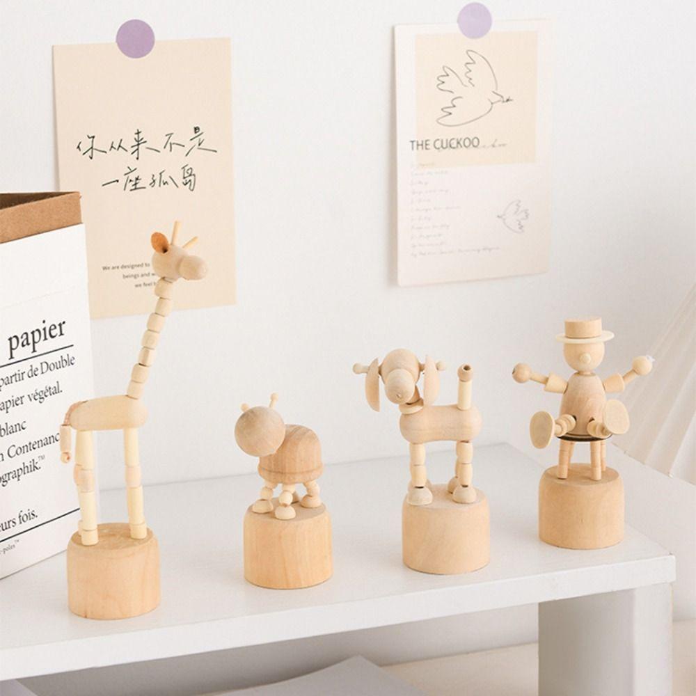 YIYU 1 Mô Hình Đồ Chơi Chú Hươu Cao Cổ Hoạt Hình Mini Bằng Gỗ Có Thể Di Chuyển Trang Trí Nhà Cửa